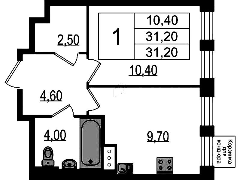 1-комнатная квартира 31.2 м², 7/9 эт., ЖК «Курортный квартал»